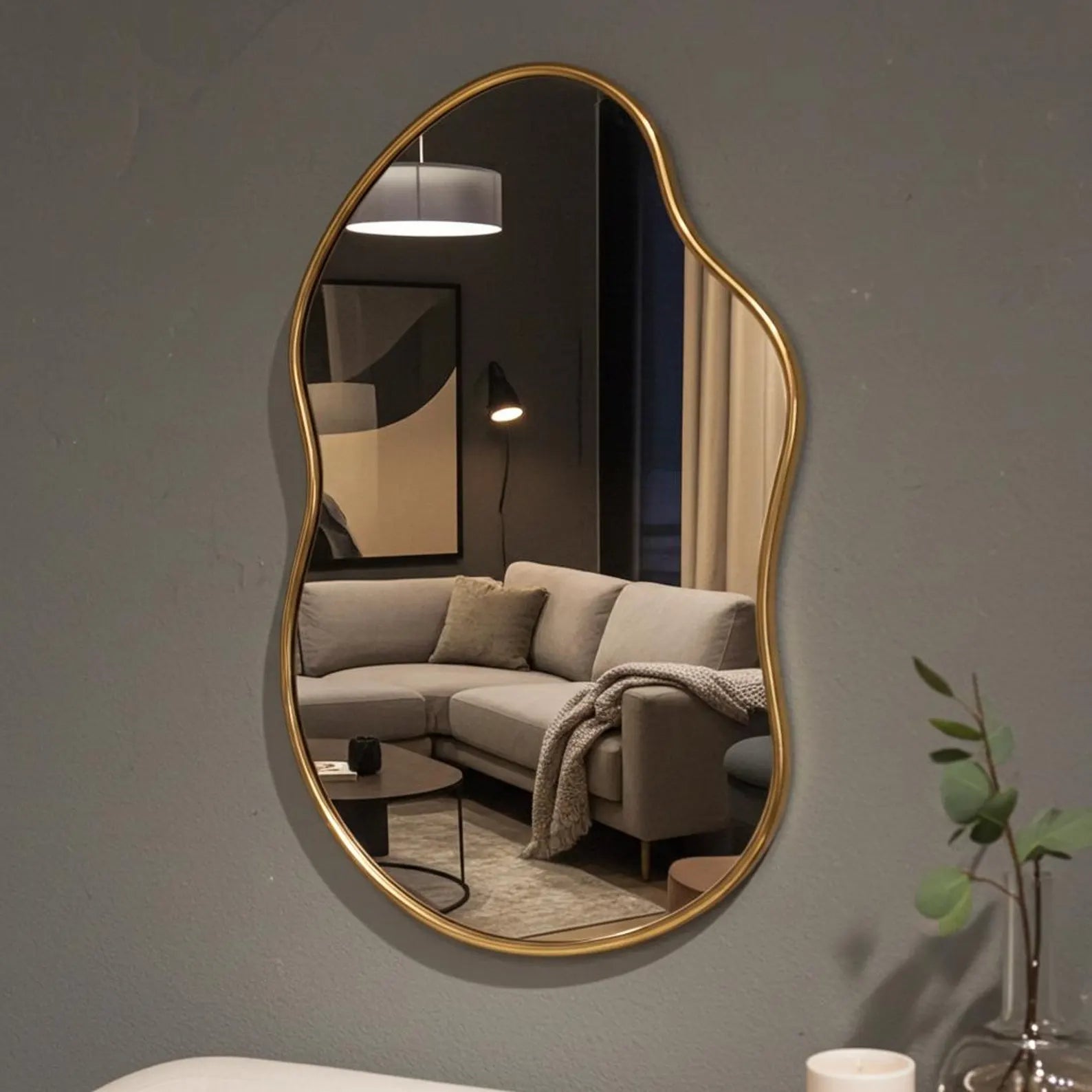 Antique Brass Irregular Wall Mirror