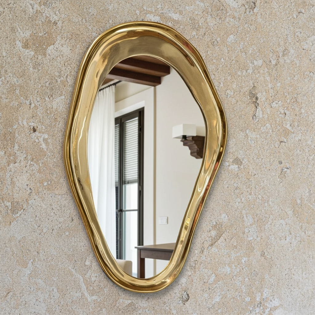 Irregular Brass Wall Mirror
