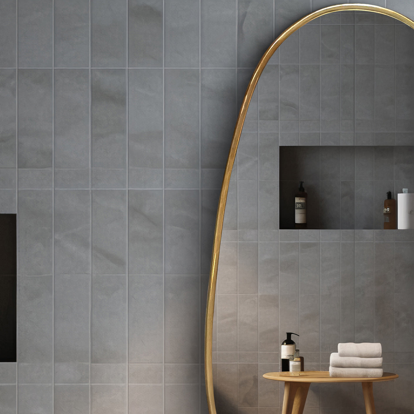 asymmetrical Wall Mirror - Brass Bathroom Mirror - Zayian