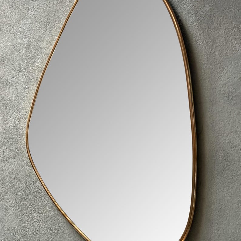 asymmetrical Wall Mirror - Brass Bathroom Mirror - Zayian