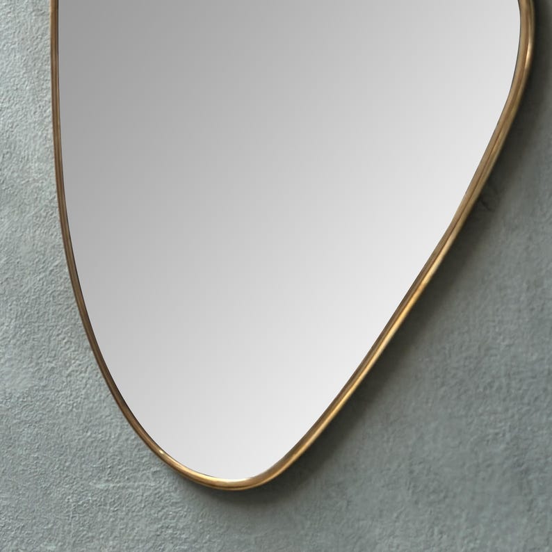asymmetrical Wall Mirror - Brass Bathroom Mirror - Zayian