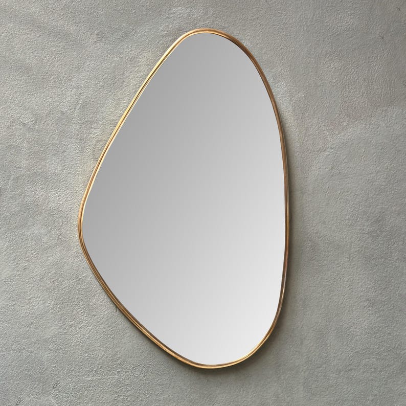 asymmetrical Wall Mirror - Brass Bathroom Mirror - Zayian