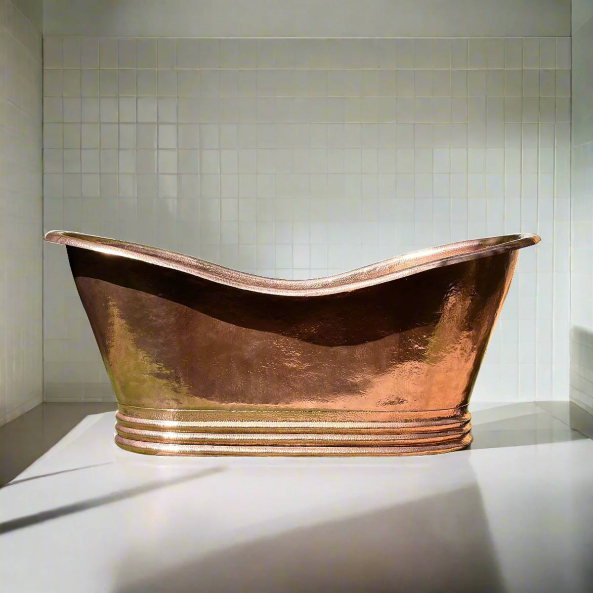 Copper Freestanding Soaking Tub with Polished Interior
