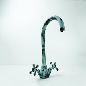 Oxidized Brass Gooseneck Bathroom Faucet with Luxurious Patina Zayian