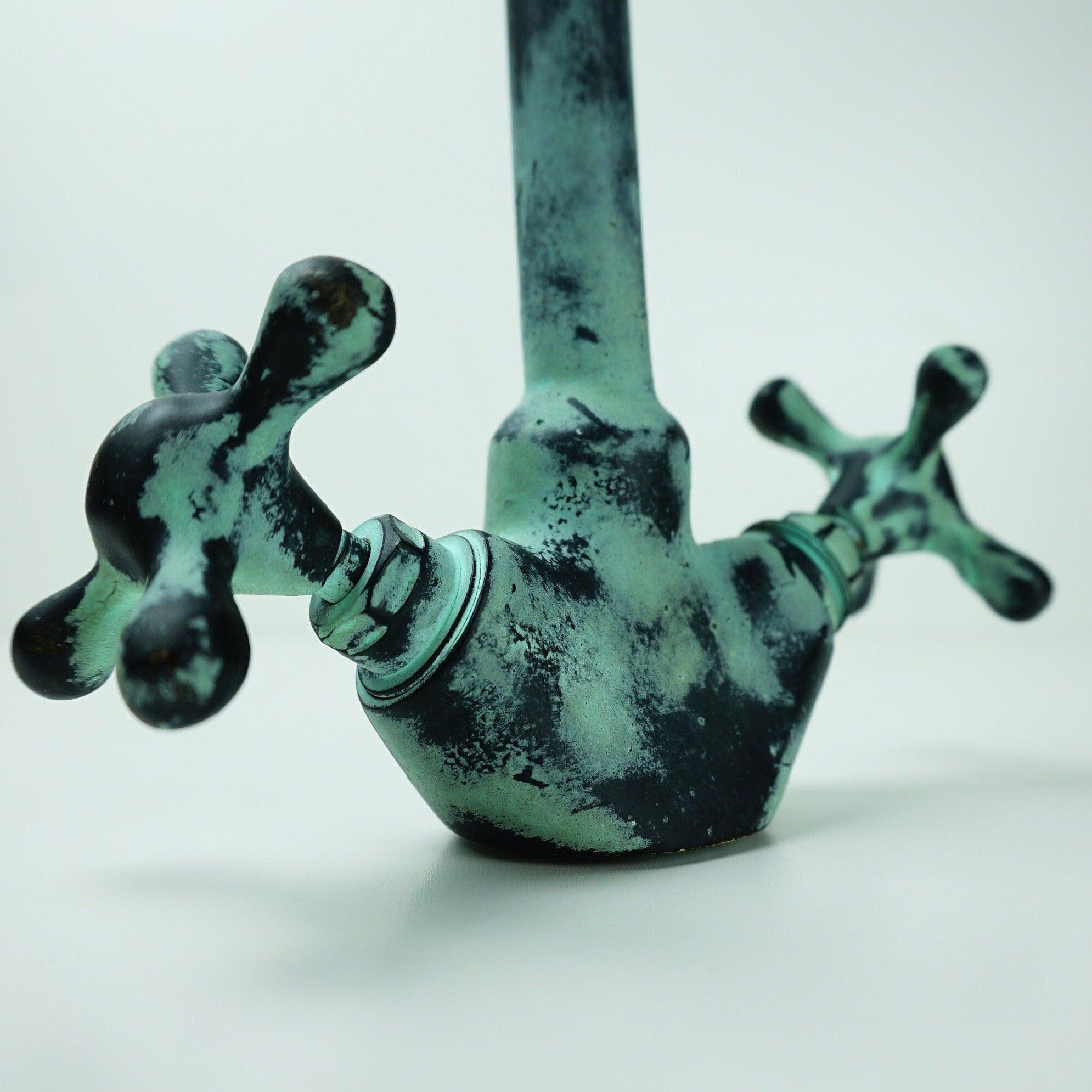 Oxidized Brass Gooseneck Bathroom Faucet with Luxurious Patina Zayian