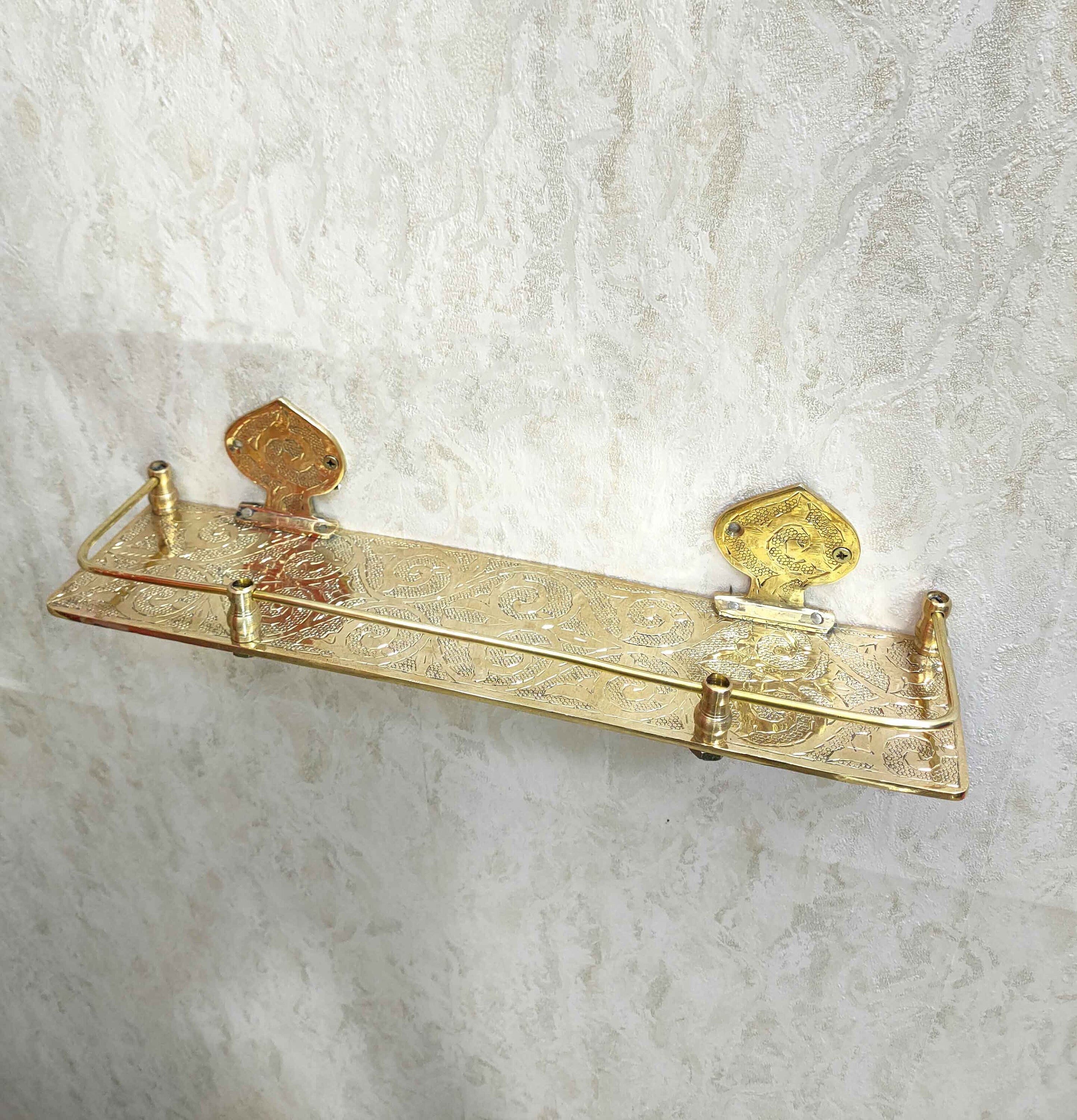 Rustic Small Size Wall Shelf with Captivating Engravings