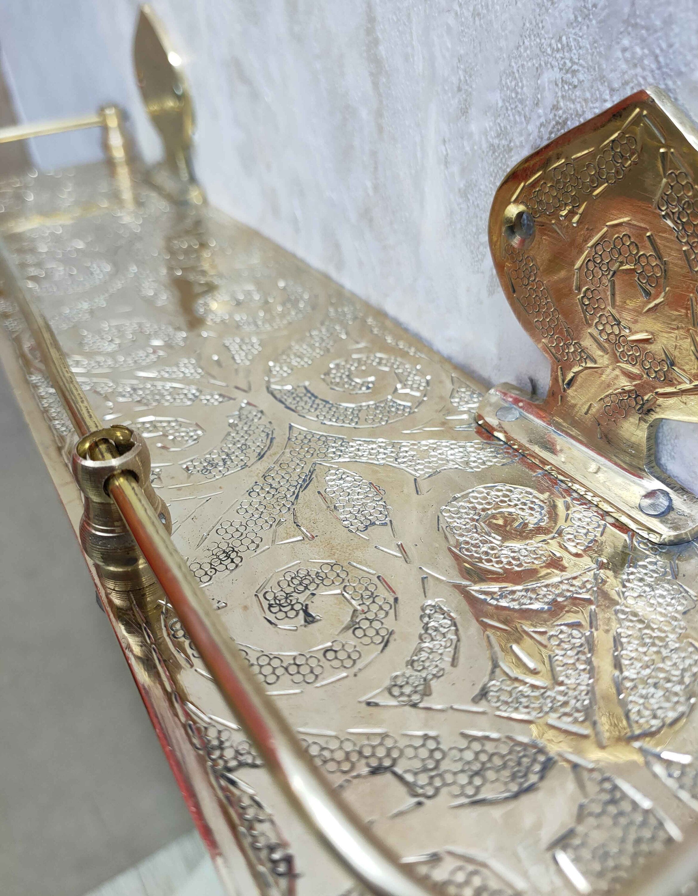 Artisanal Handcrafted Brass Shelf for Enchanting Bathroom Decor