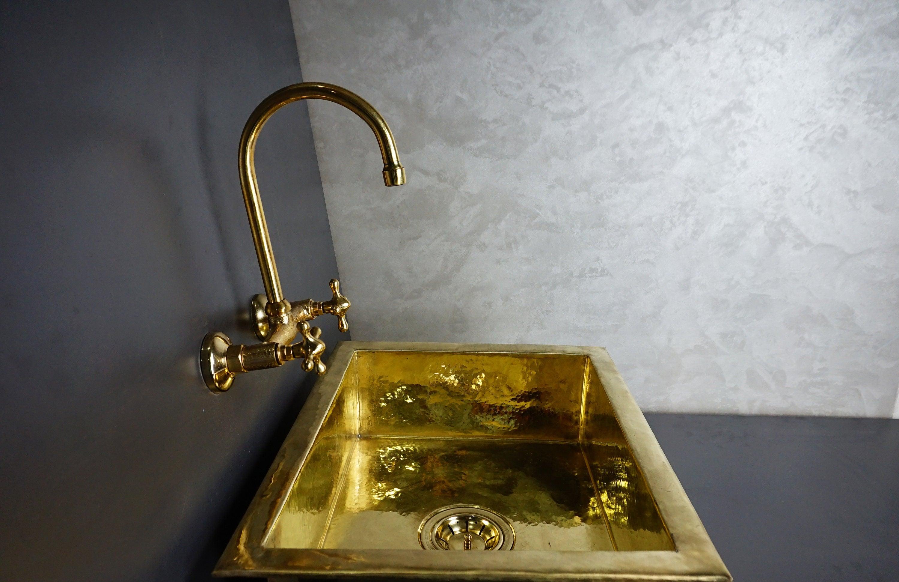 Unlaquered Brass Undermount Farmhouse Kitchen Sink Zayian