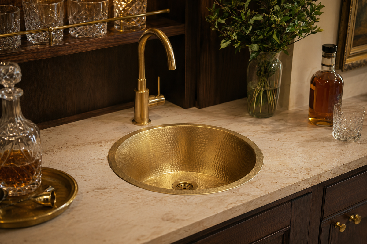 Hammered Brass Bar Sink: Small Prep Sink Size and Faucet Guide