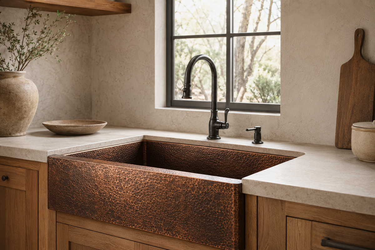 Copper Farmhouse Sink: Single-Bowl Sizes, Patina and Care Guide