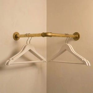 Corner L-Shaped Unlacquered Solid Brass Pipe Wall-Mounted Clothing RackCorner L-Shaped Unlacquered Solid Brass Pipe Wall-Mounted Clothing Rack
