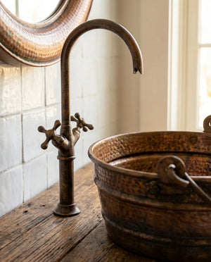 Aged Copper Bucket Vessel Sink 