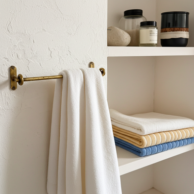 Antique Brass Towel Bar - Solid Brass Wall Mounted Bathroom RailAntique Brass Towel Bar - Solid Brass Wall Mounted Bathroom Rail 