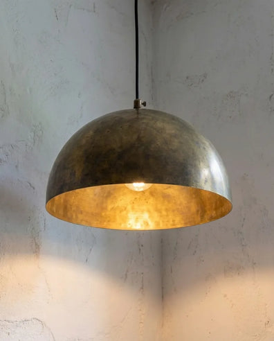 Unlacquered Brass Kitchen Island Pendant Light - Handcrafted Aged Brass Dome Ceiling FixtureUnlacquered Brass Kitchen Island Pendant Light - Handcrafted Lamp
