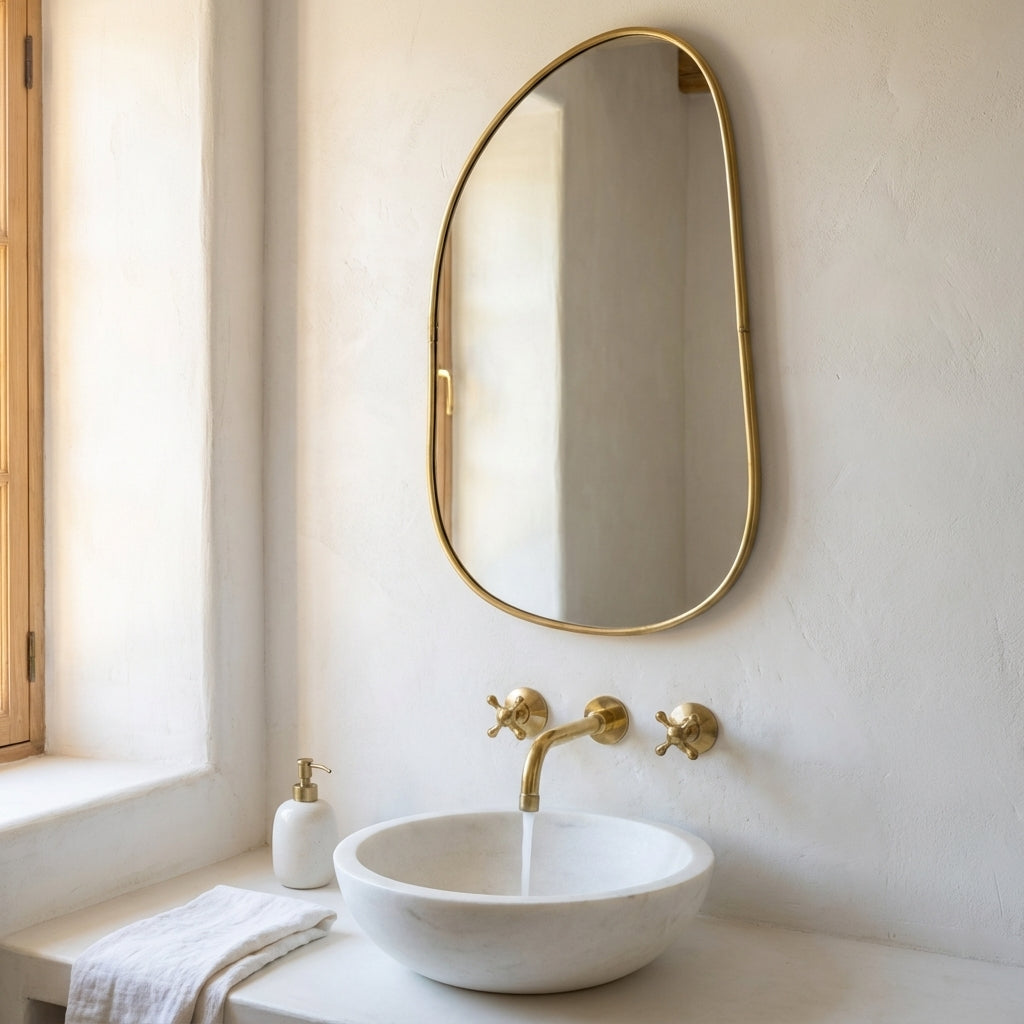 Handcrafted Unlacquered Brass Mirror Wall Hanging Vanity Mirror