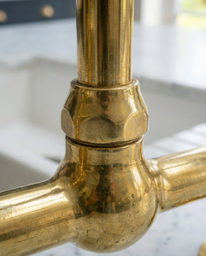 Luxury Unlacquered Brass Bridge Faucet Island Kitchen - Zayian