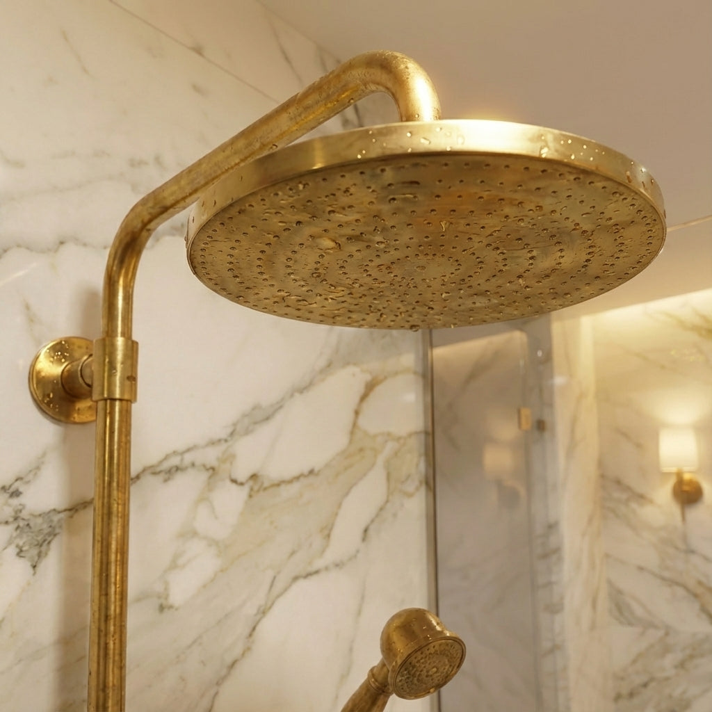 Traditional Solid Brass Rigid Riser Shower Mixer with 8″ Round Head - Zayian