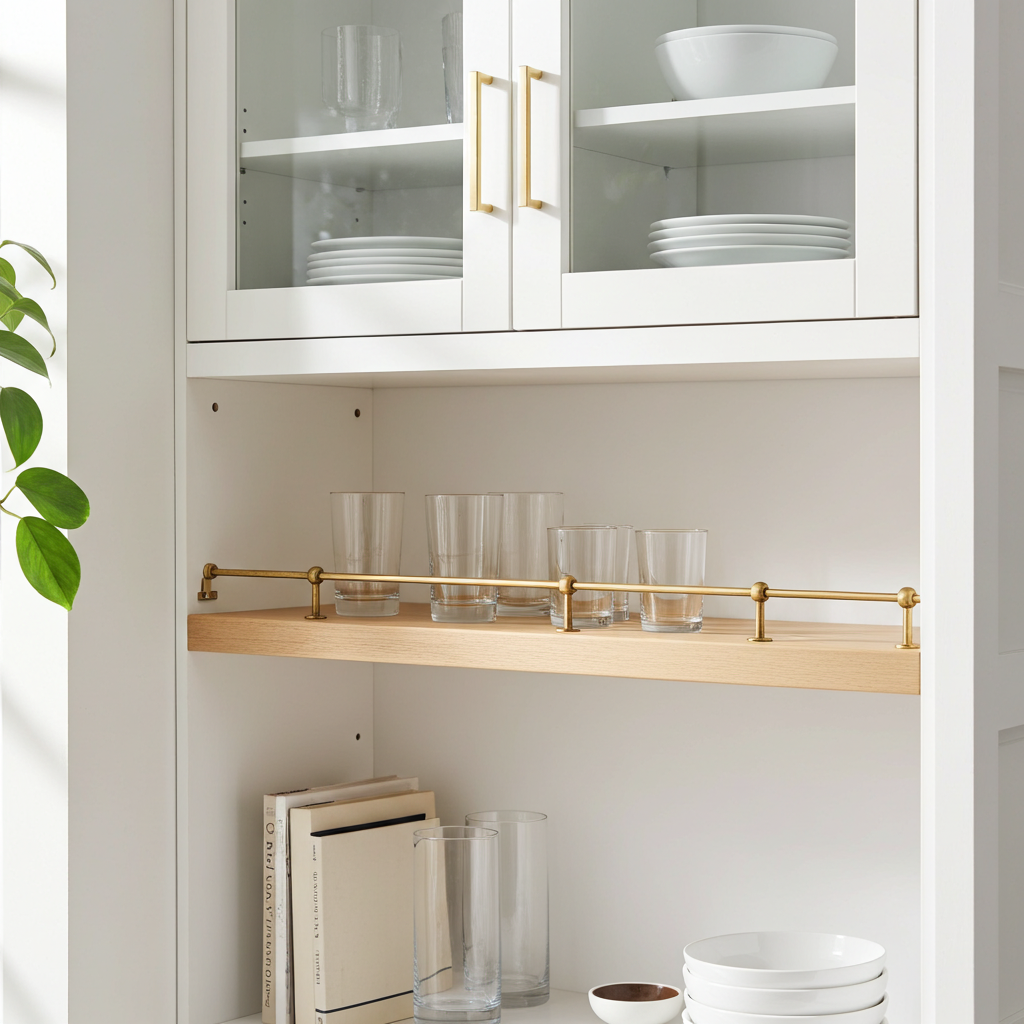 Unlacquered Brass Gallery Rail – Solid Brass Kitchen Shelf Safety Bar - Zayian