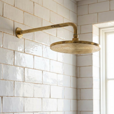 Unlacquered Brass Exposed Shower Set with Handheld Unlacquered Brass Exposed Shower Set with Handheld 
