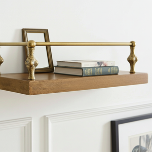 Hammered Brass Gallery Rail – Unlacquered Solid Brass Shelf Bar for Cabinets & Open Shelving - Zayian