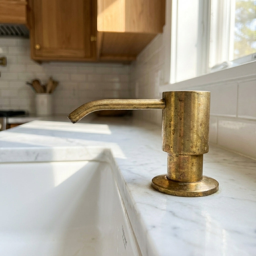 Unlacquered Brass Soap Dispenser For Kitchen Sink - Zayian