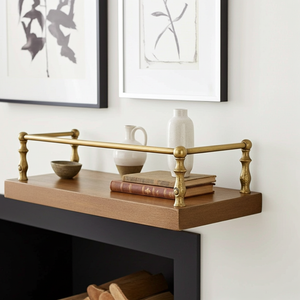 Hammered Brass Gallery Rail – Unlacquered Solid Brass Shelf Guard for Kitchen & Display - Zayian