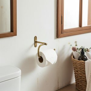 Antique Brass Toilet Paper Holder – Wall Mounted Vintage Bathroom Roll Hook - Zayian