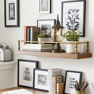 Hammered Brass Gallery Rail – Unlacquered Solid Brass Shelf Guard for Kitchen & Display - Zayian