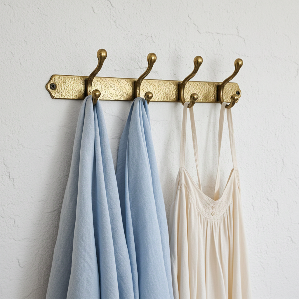 Hammered Solid Brass Wall Hooks – Handmade Unlacquered Coat Rack - Zayian