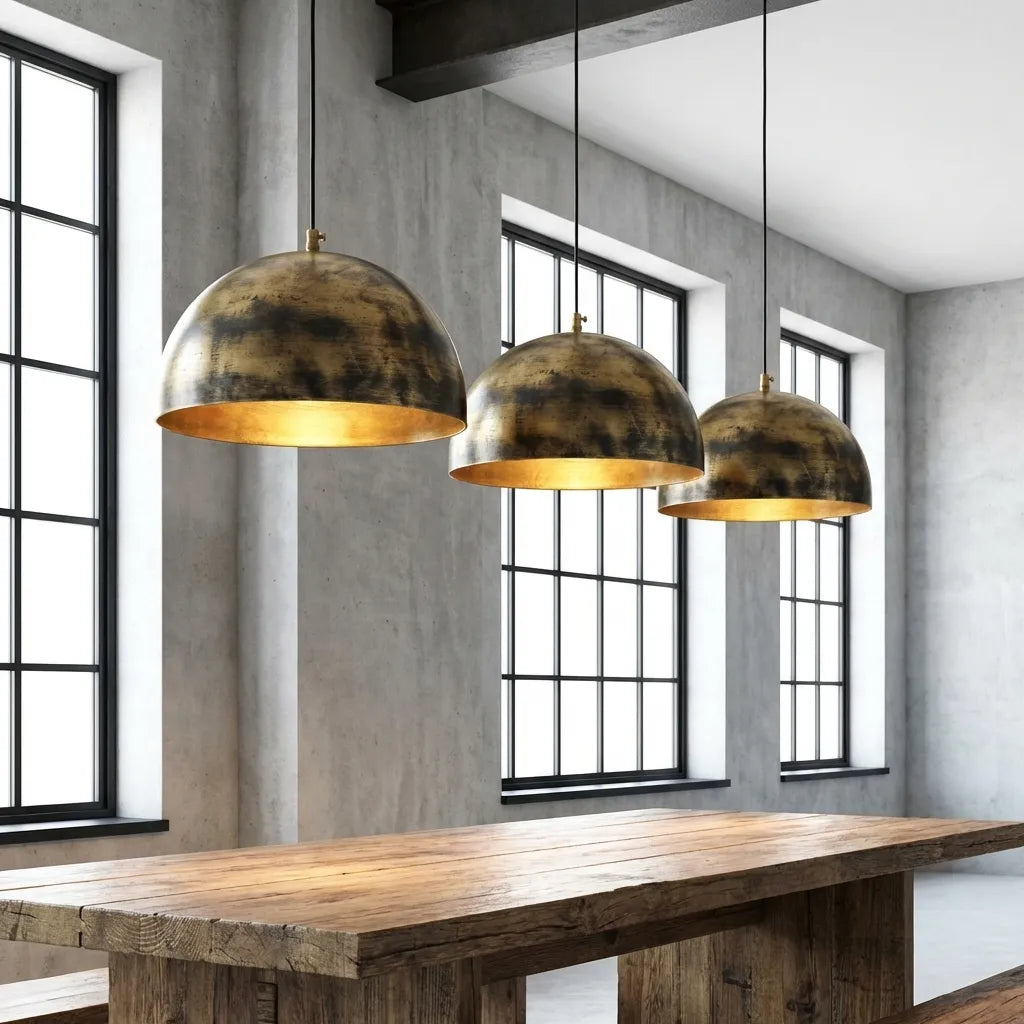 Vintage Industrial Ceiling Lamp, Antique Aged Brass Hanging Light Fixture for Kitchen Island & Dining RoomVintage Industrial Ceiling Lamp - Aged Brass Hanging Light Fixture