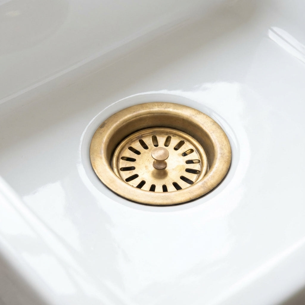 Unlacquered Brass Sink Strainer for Kitchen - Zayian