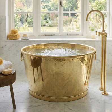 Handmade Solid Brass Ice Bath Tub - Luxury Hammered Cold PlungeLuxury Handmade Brass Ice Bath Tub | Hammered Cold Plunge