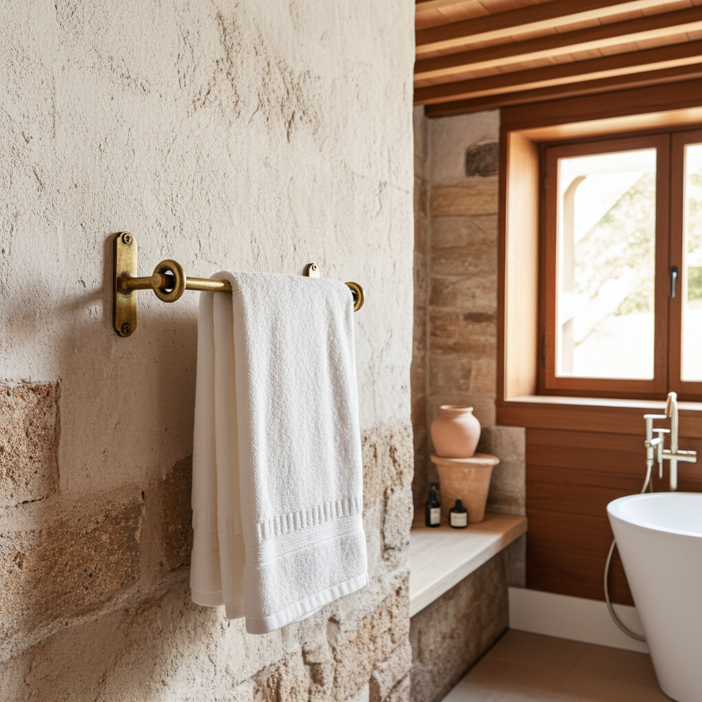 Antique Brass Towel Bar – Solid Brass Wall Mounted Bathroom Rail - Zayian