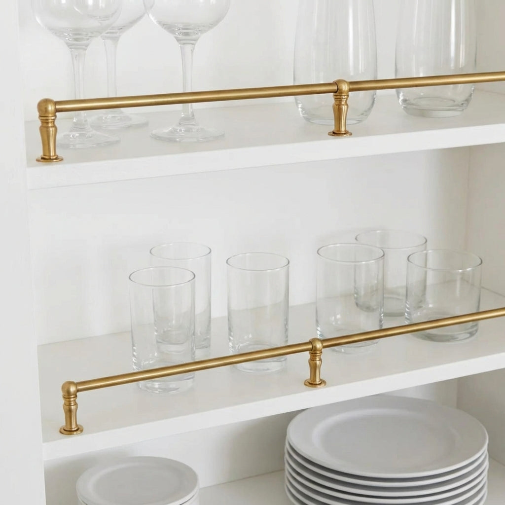 Solid Unlacquered Brass Shelf Rail – Classic Kitchen Gallery Railing
