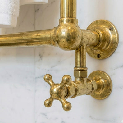 Unlacquered Brass Wall Mounted Towel Warmer RailUnlacquered Brass Towel Warmer Rail - Wall Mounted Bathroom Heating