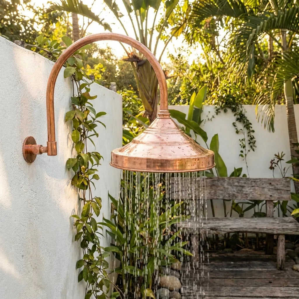 Round Shower Head In Pure Copper, Outdoor and Indoor showerhead