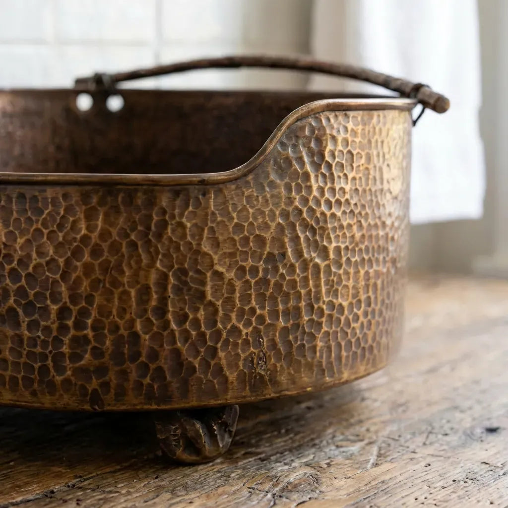 Rustic Brass Vessel Sink - Hand Hammered Round Aged Bathroom BasinRustic Brass Vessel Sink - Hand Hammered Round Aged Bathroom Basin