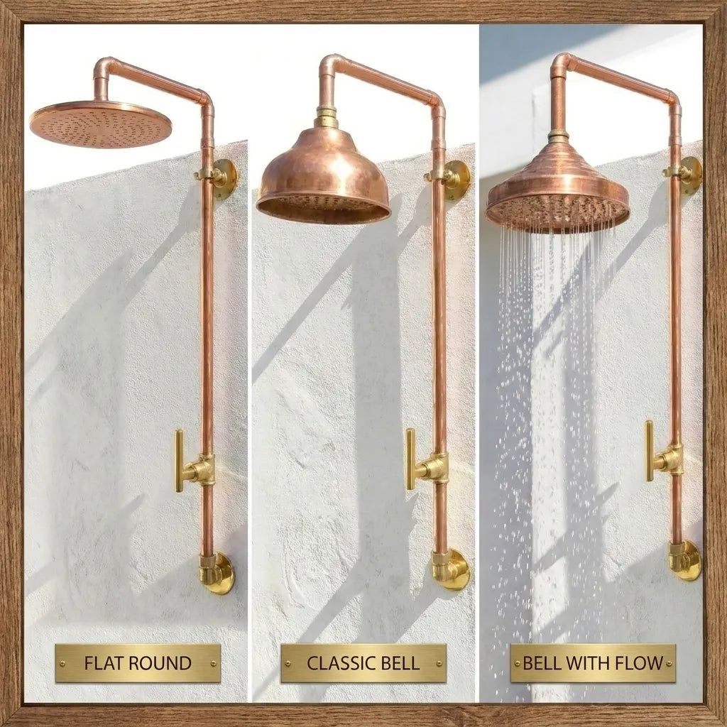 Outdoor Copper Rain Shower System with Single Handle - Wall Mounted Luxury Shower FixtureOutdoor Copper Rain Shower System with Single Handle - Wall Mounted Luxury Shower Fixture