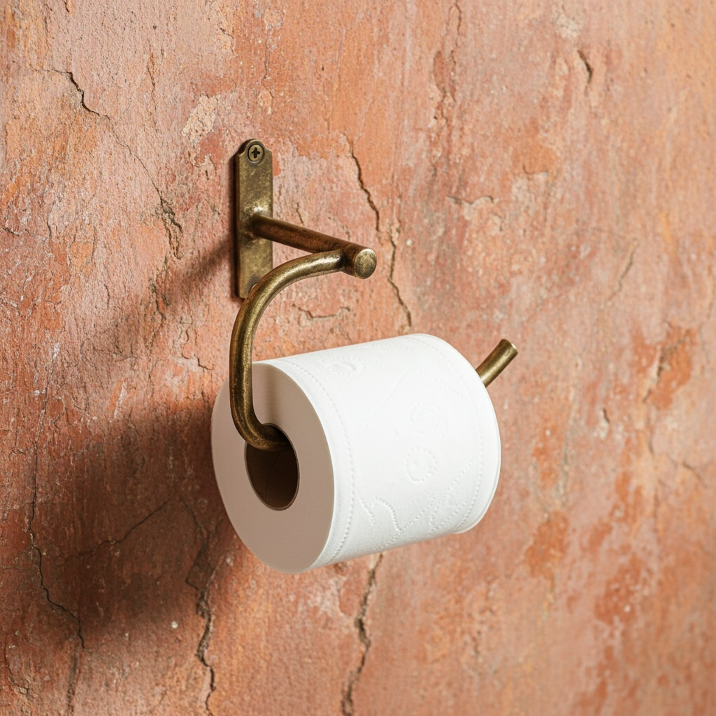 Antique Brass Toilet Paper Holder – Wall Mounted Vintage Bathroom Roll Hook - Zayian