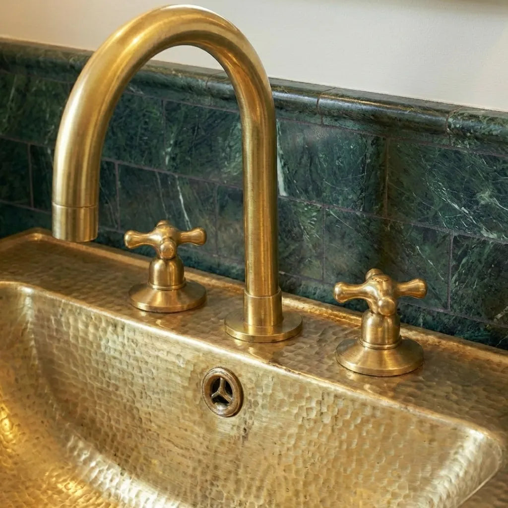 Hammered Brass Console Sink With Legs - Handmade Unlacquered Brass Bathroom SinkHammered Brass Console Sink With Legs - Handmade Unlacquered Brass