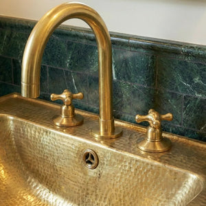 Hammered Brass Console Sink With Legs - Handmade Unlacquered Brass Bathroom SinkHammered Brass Console Sink With Legs - Handmade Unlacquered Brass