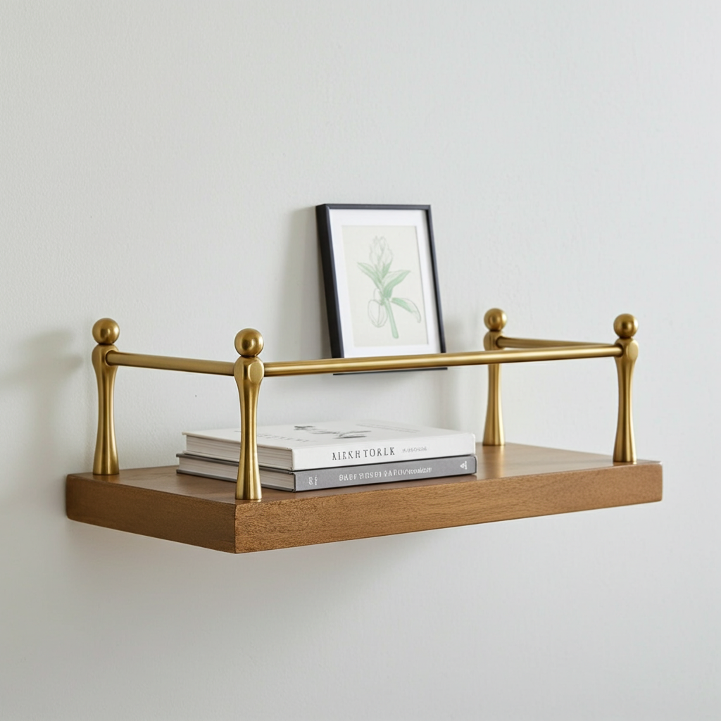Artisanal Brass Gallery Rail Kit – Unlacquered Shelf Guard for Kitchen & Vanity - Zayian