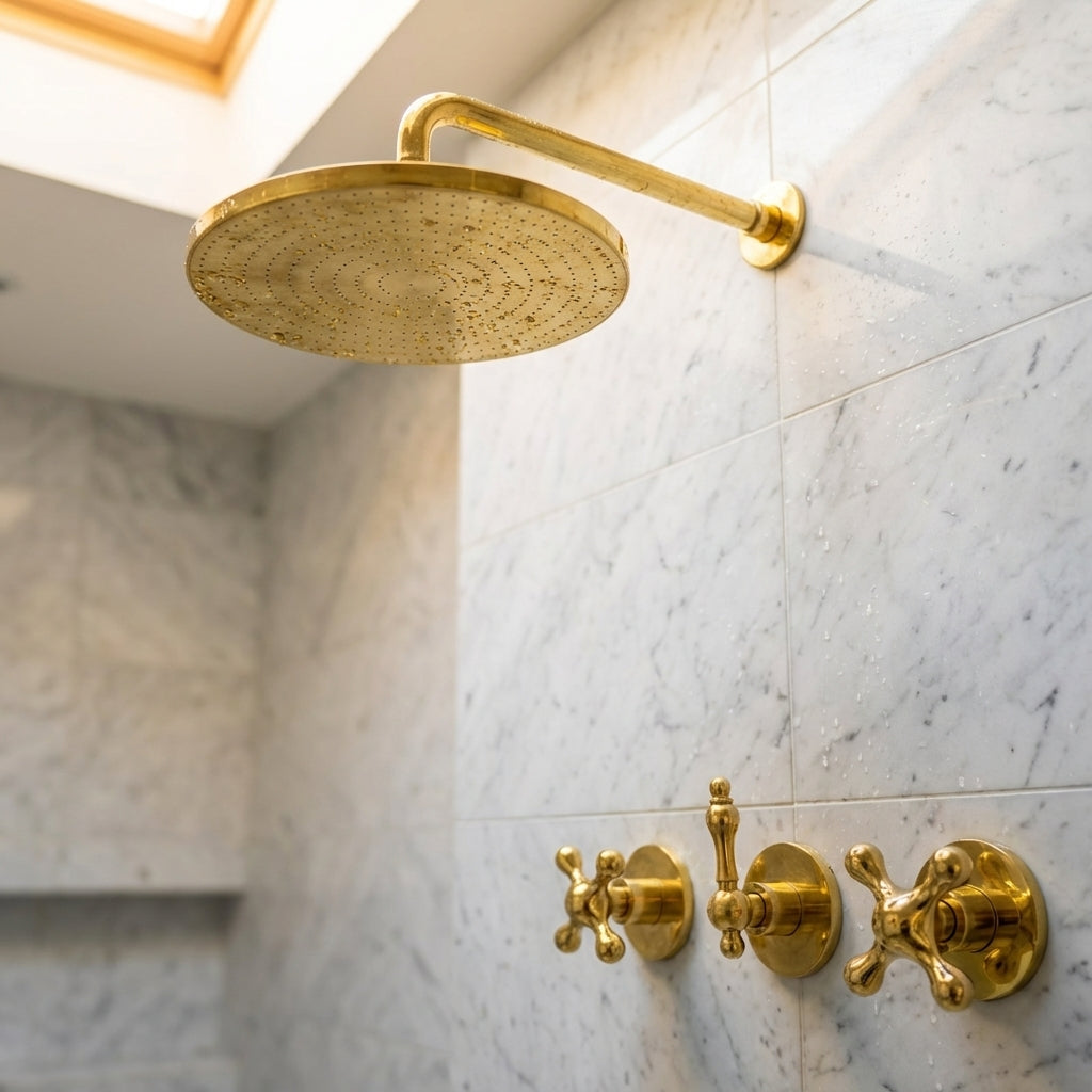 Unlacquered Brass Exposed Shower Set with Handheld - Zayian