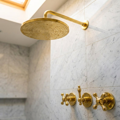 Unlacquered Brass Exposed Shower Set with Handheld Unlacquered Brass Exposed Shower Set with Handheld 