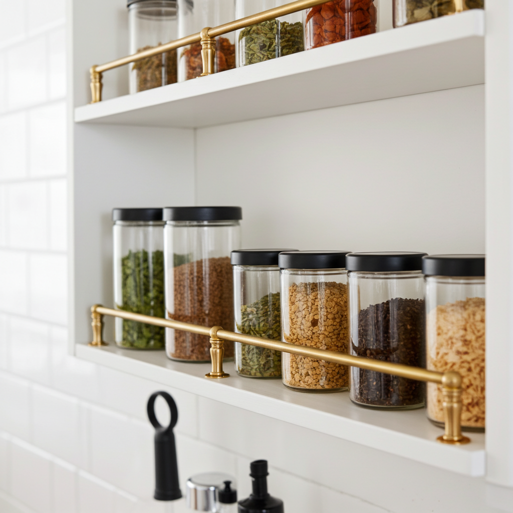 Solid Brass Gallery Rail – Unlacquered Shelf Railing for Kitchen Cabinets - Zayian