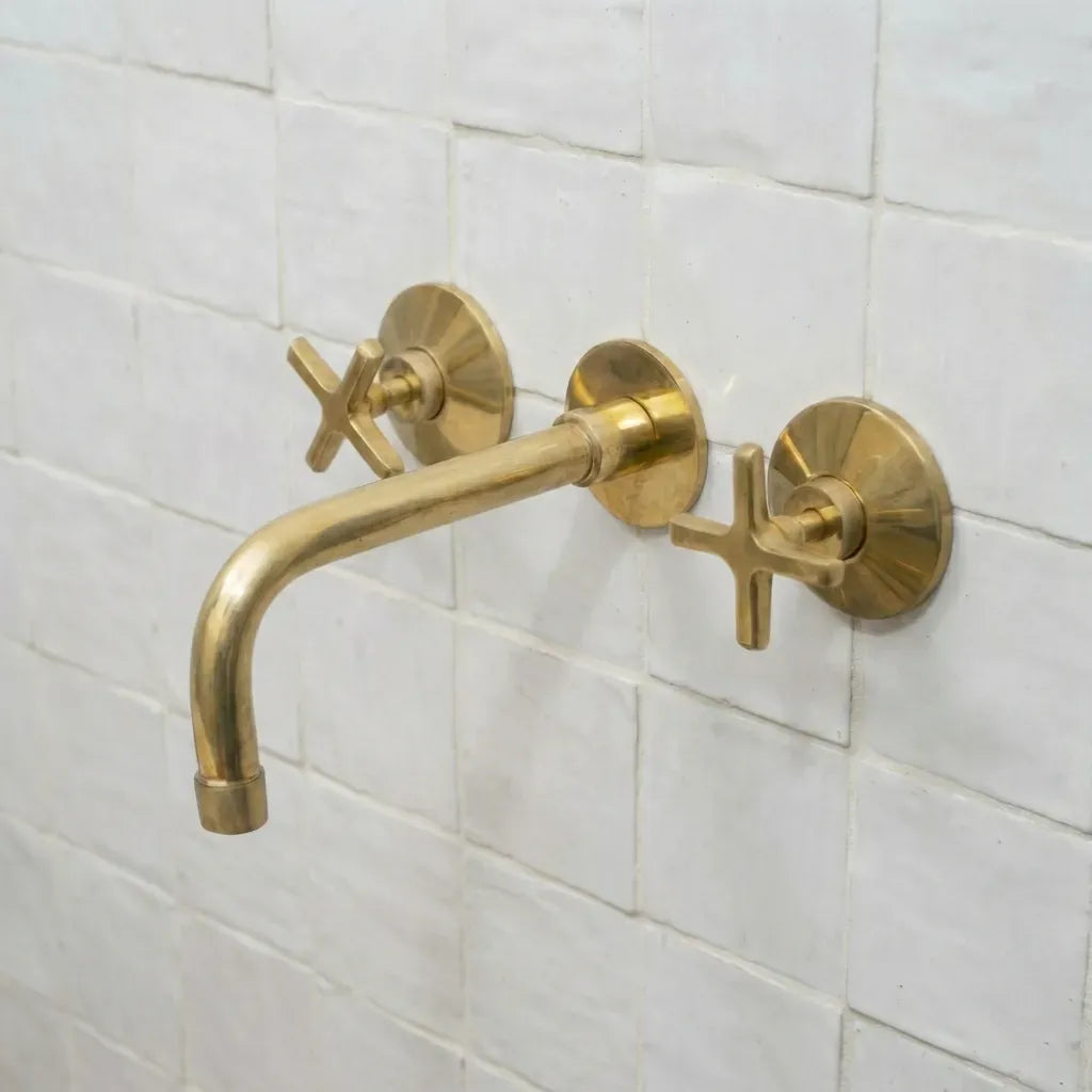 Unlacquered Brass Wall Mounted Bath Faucet