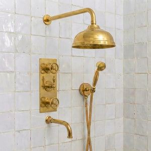 Classic Heritage Brass Wall Mount Shower – Rain Head & Handheld
