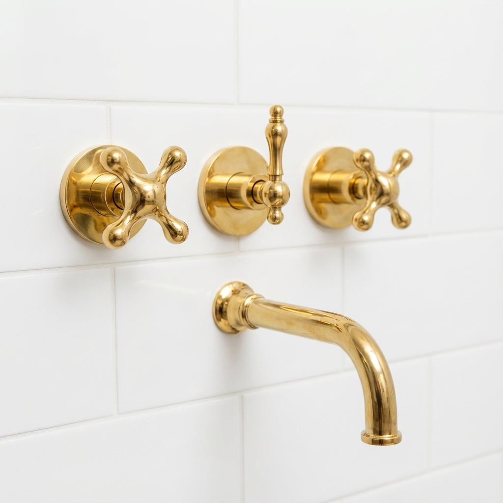 Unlacquered Brass Exposed Shower System with Handheld Tub Faucet - Zayian