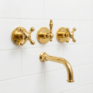Unlacquered Brass Exposed Shower System with Handheld Tub Faucet - Zayian