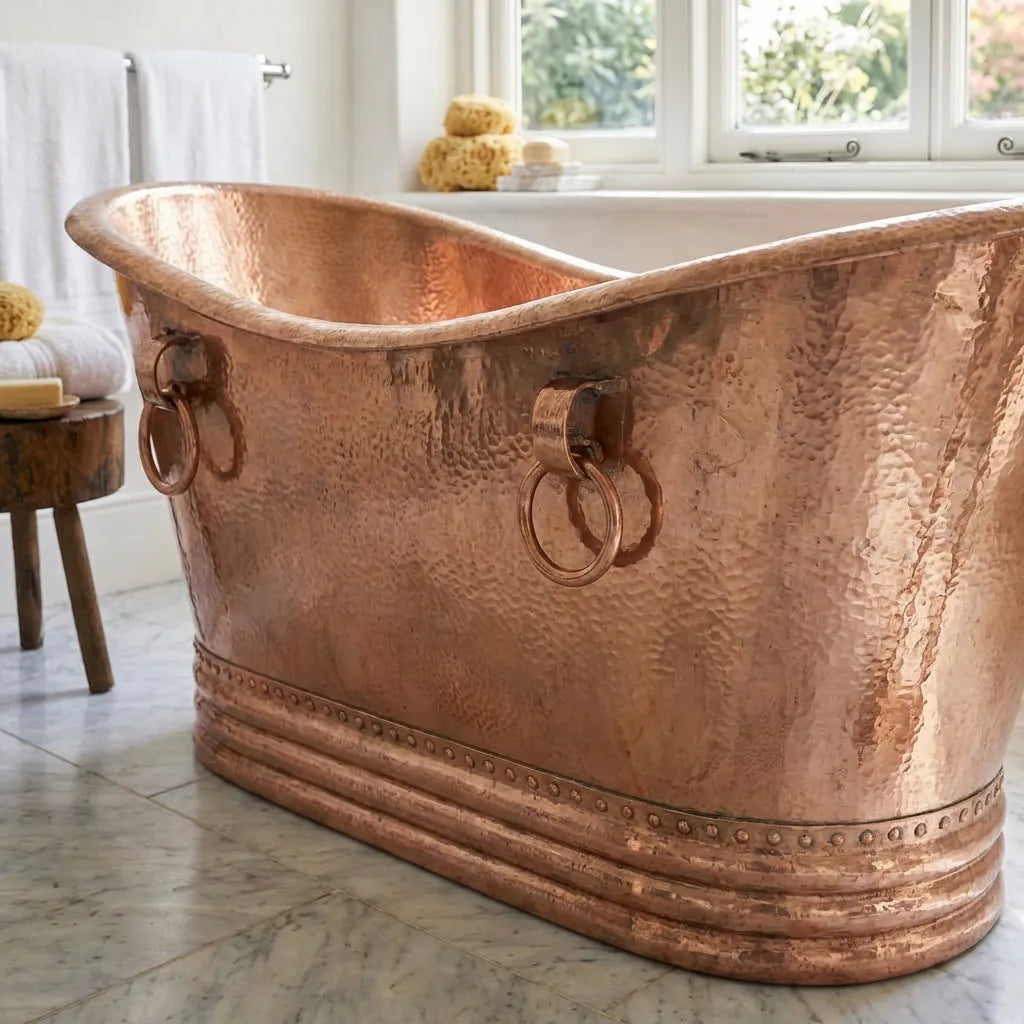 Hammered Copper Freestanding Soaking Tub